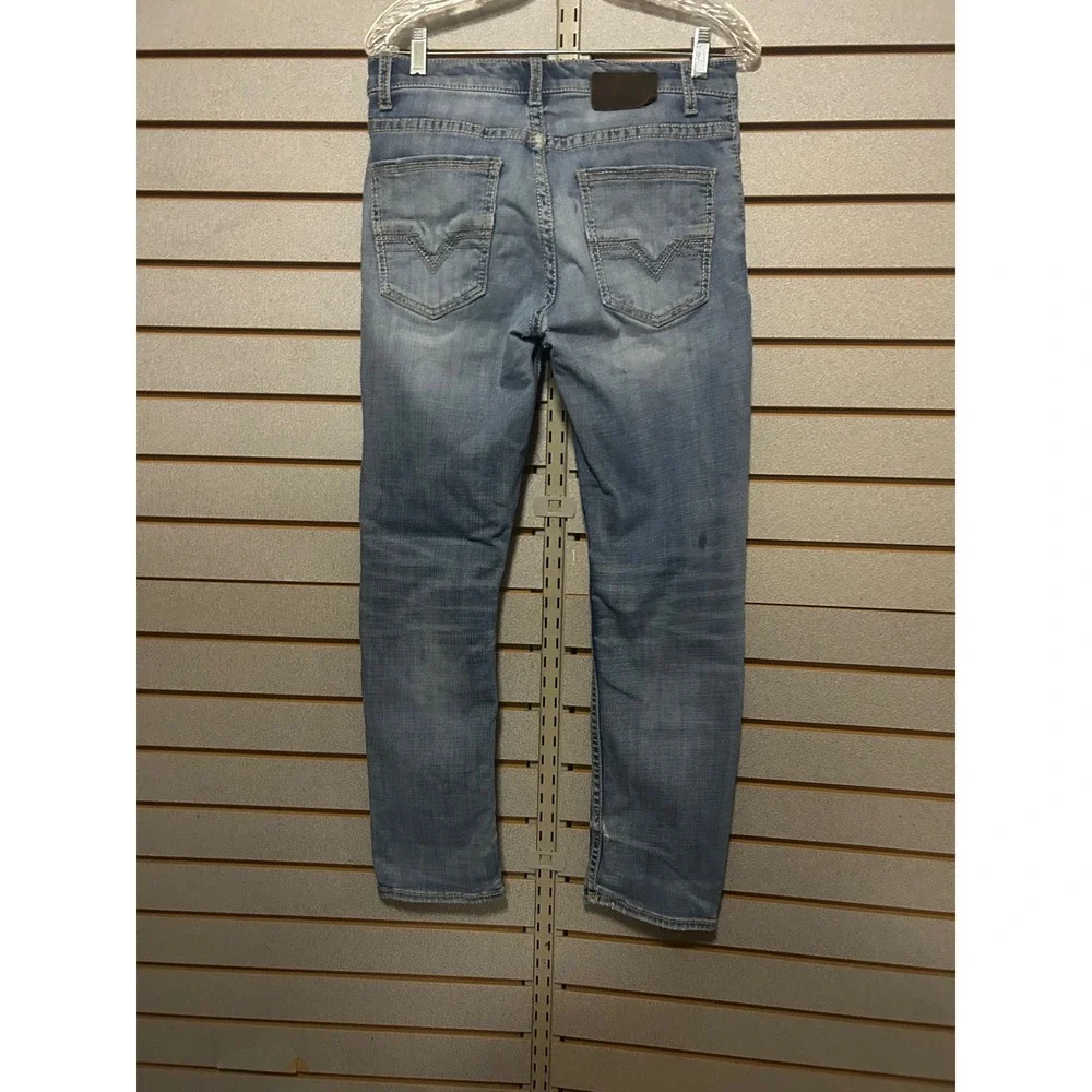 BKE Alec Straight Leg Jeans Mens 31S Light Wash Blue Faded Distressed Denim